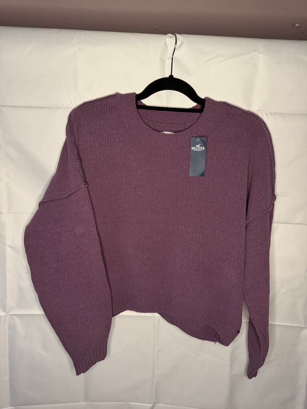NWT Hollister Women’s L Knit Purple Crop Sweater Cozy Warm Layering